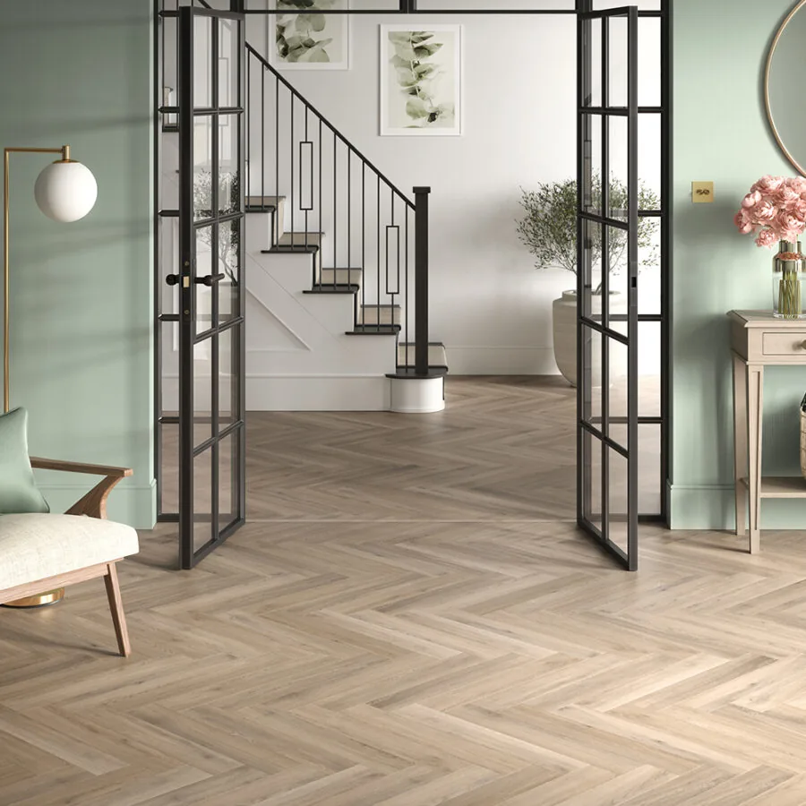 Polyflor Camaro Rigid Core – Naked Blond Oak Herringbone RPQ4144